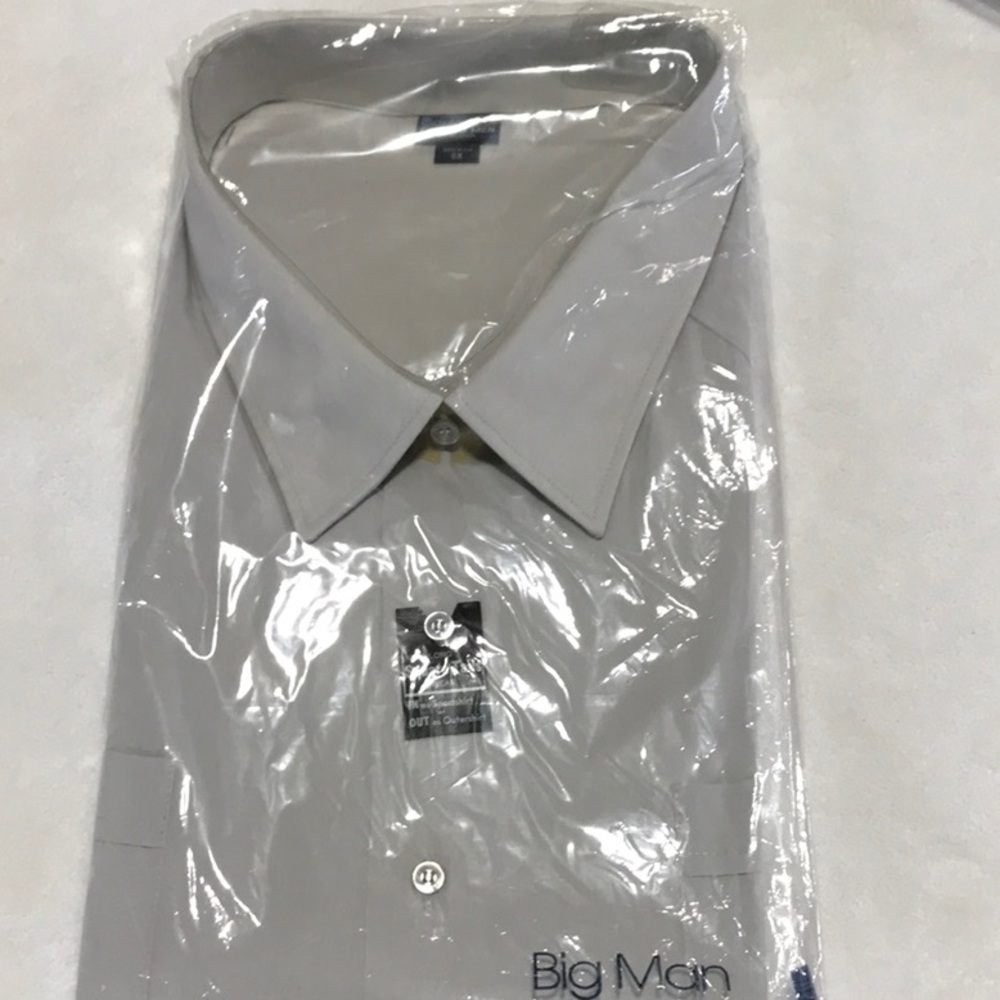 Vintage  Boulevard Big Man short sleeve dress shirt gray 5X 6 X